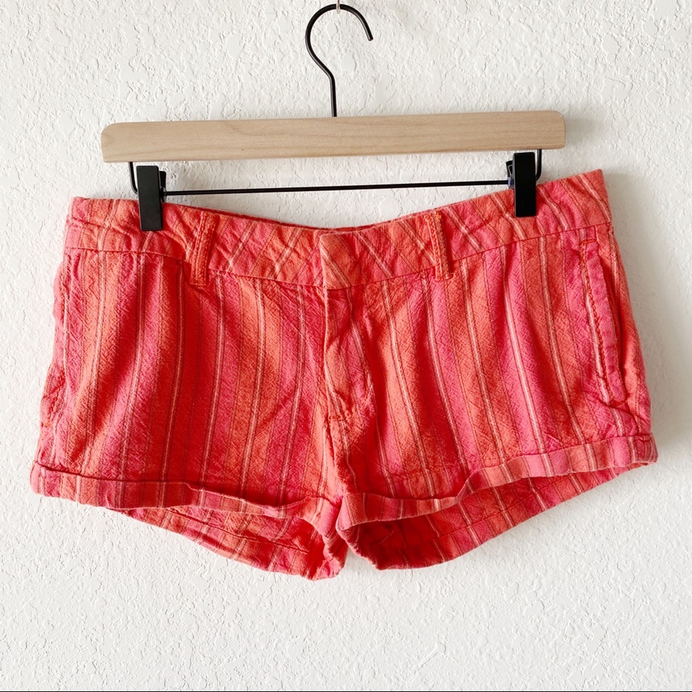 Mossimo Orange Pin Striped Mid Rise Cuffed Shorts